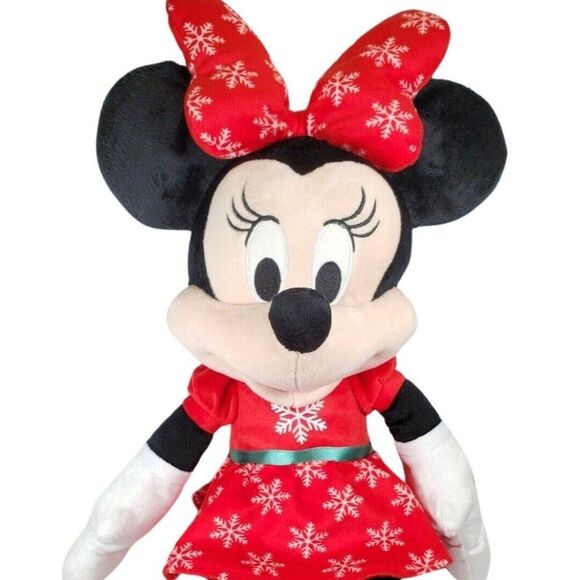 Disney Christmas Minnie Mouse Stuffed Animal 22"Plush Toy 22' Snowflake Dress - Picture 14 of 15